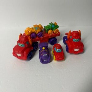 Tonka Chuck & Friends Playskool Car Carrier Semi Truck and 4 Vehicle Toy Lot